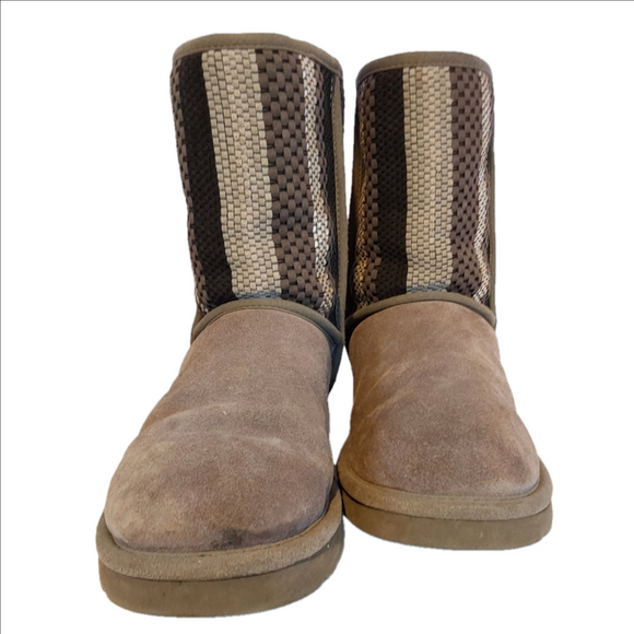 UGG Women's US 8 Woven Weave Suede Charcoal Gray Classic Short Boots 1010551 - Picture 4 of 13